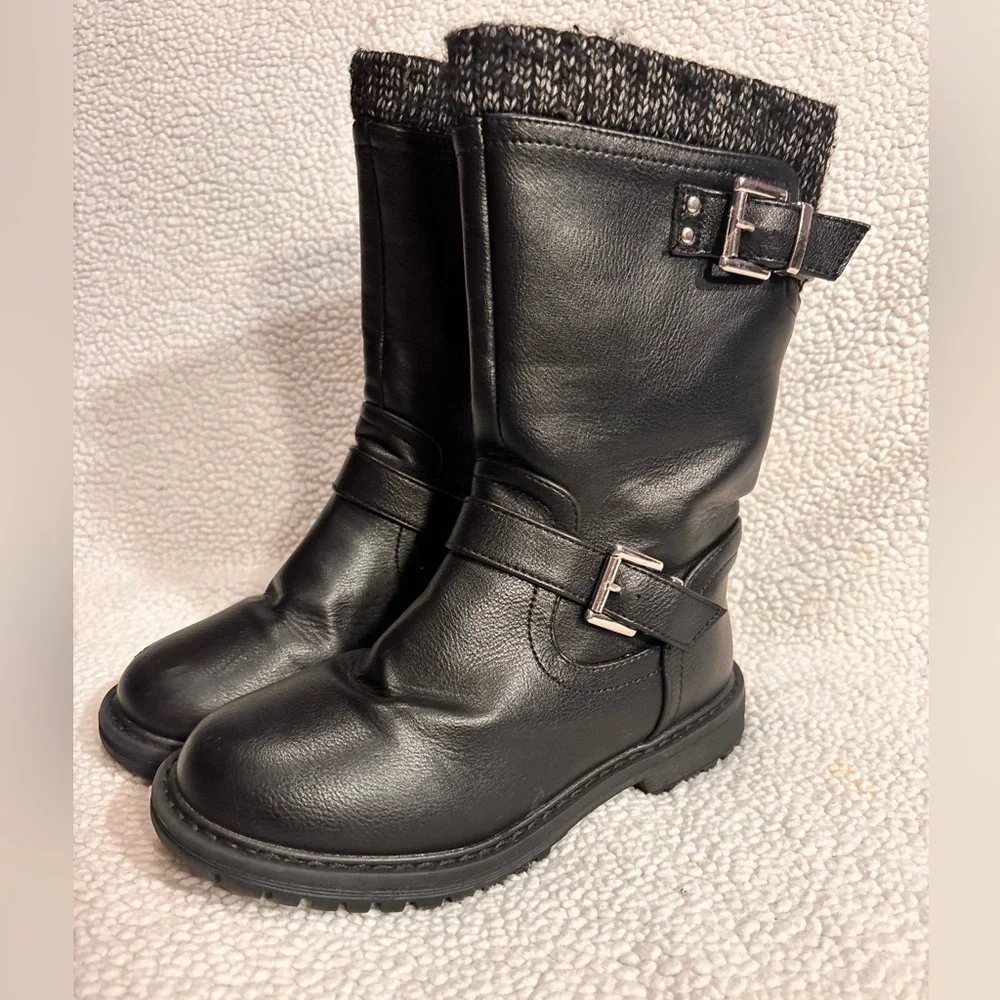DV by Dolce Vita Black Motorcycle Boots with Buckle Straps - Picture 3 of 14